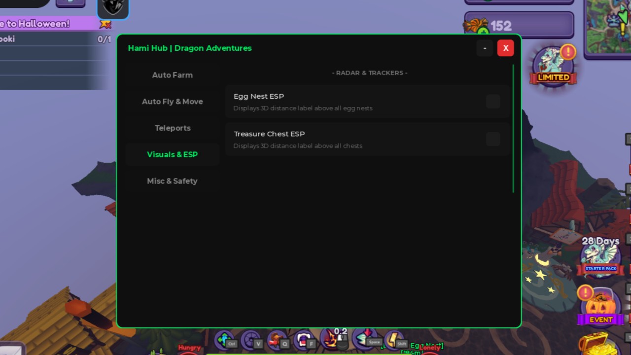 Auto Farm, Auto Open, ESP, No Clip, Teleport
