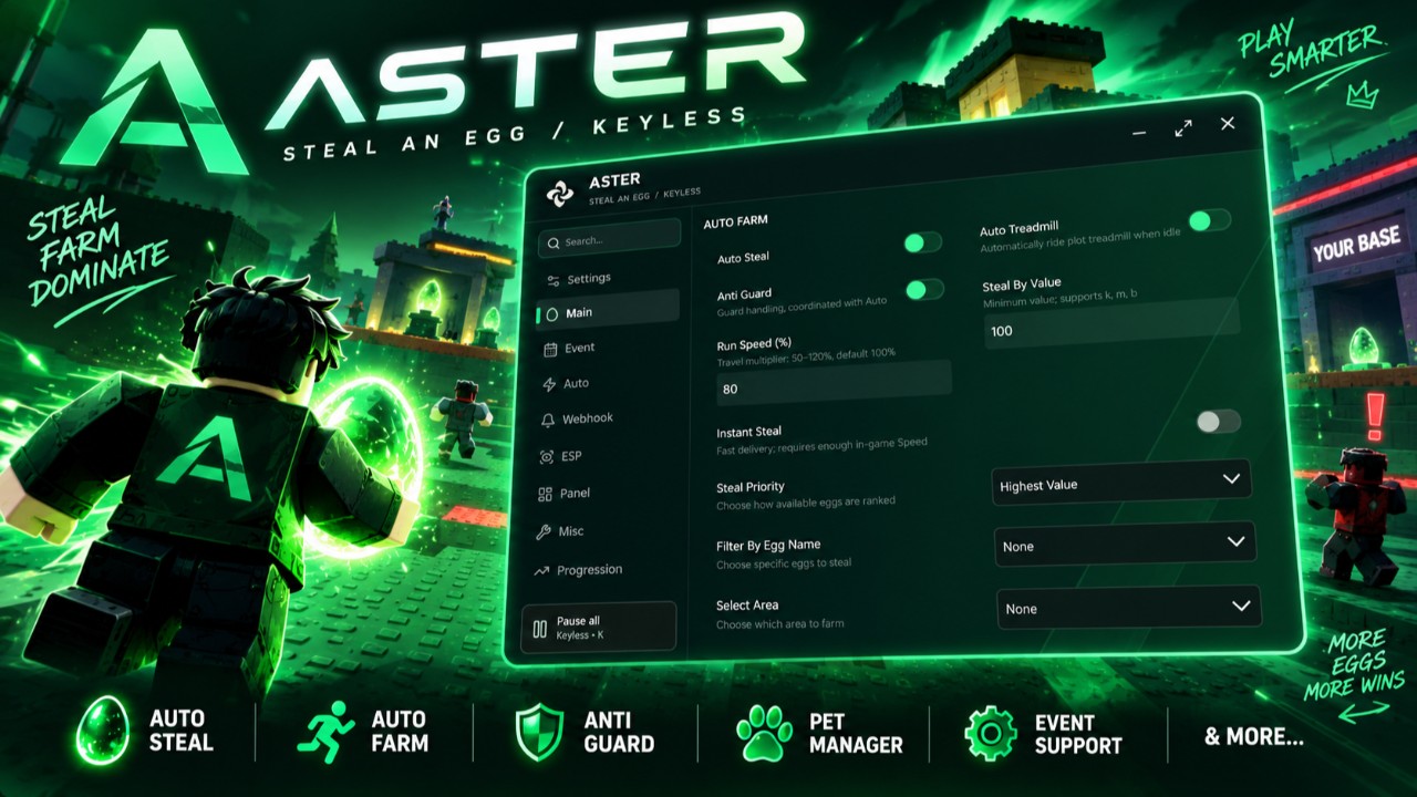 [KEYLESS] Aster | Auto Steal, Auto Event..