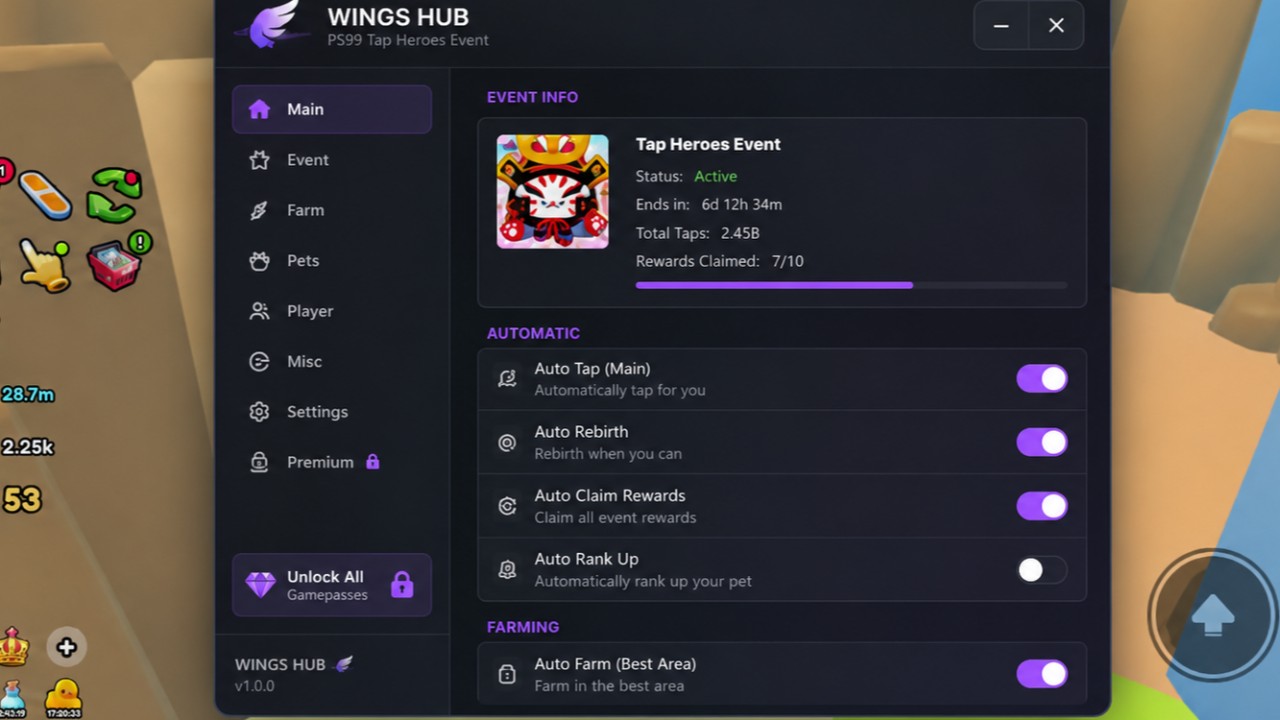 PS99 TAP HEROES EVENT
