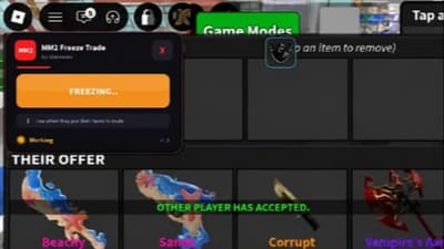 Fake Mm2 Visual Trade , Freeze Trades, Spawn
