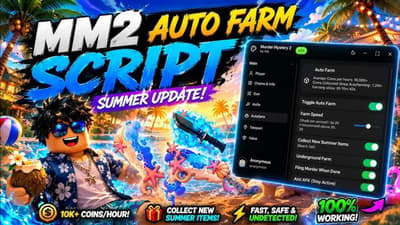 NEW UPDATE IN MM2 SUMMER AUTO FARM 🔪🔪🤑😎