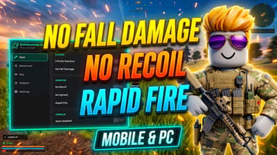 No Fall Damage, No Recoil, Rapid Fire