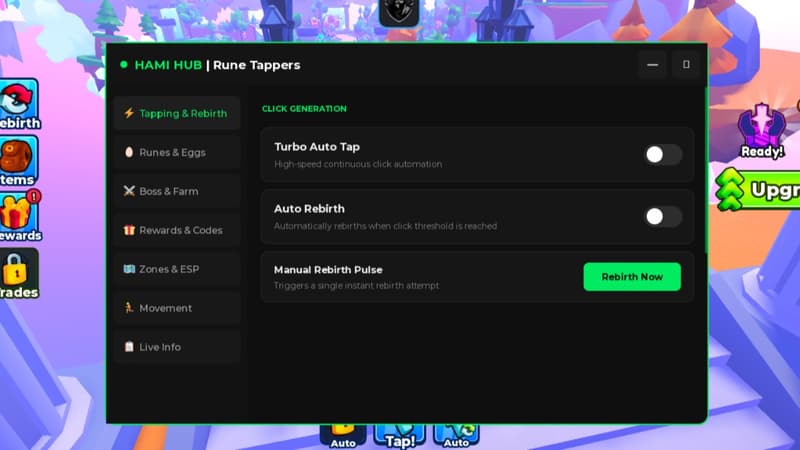 Auto Tap, Auto Hatch, ESP, Walk Speed, No Cli
